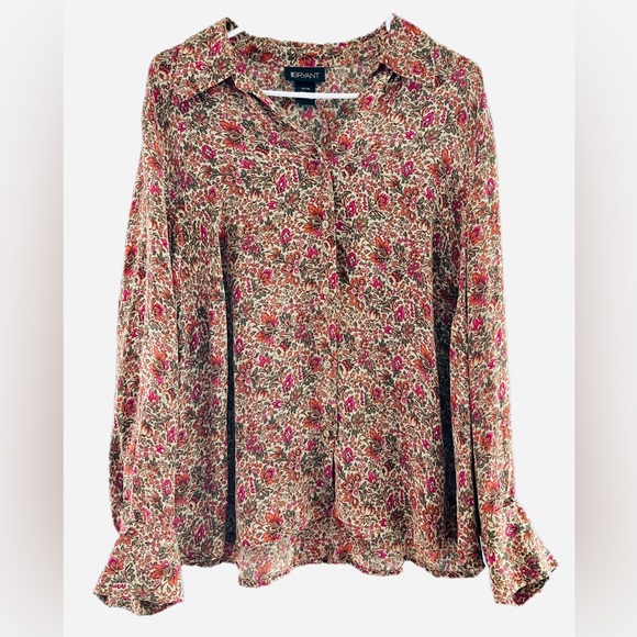 Lane Bryant Tops - 100% Silk Lane Bryant Fall Floral Boho Chic Stylish Button Up Shirt Blouse Sz 14